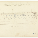 Cover image for Plan-Ship, Anson-profile-as fitted out for a female convict ship-and mooring. Architect, Chatham Yard, U.K.
