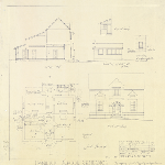 Cover image for Plan - Hamilton State School Residence - Conversion of old class room to residence - Sections, front elevation and ground plan Drawing No. 9470 Drawn by F H Button