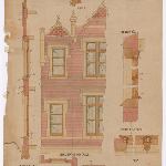Cover image for Plan - Hobart Domain - Philip Smith Training College - Drawing 4809/6 - Elevations of end Gable - coloured, Card 44
