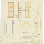 Cover image for Plan - Hamilton State School Residence - Conversion of old class room to residence - Details Porch, Hall opening, cupboards - Drawing No. 9470  Drawn by F H Button