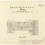 Cover image for Plan - Upper Macquarie Street State School, Hobart; Drawing No - 4258-3 Roof Plan; Contract Code 521; Card No.890