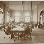 Cover image for The ground floor newspaper reading room of the Carnegie Library