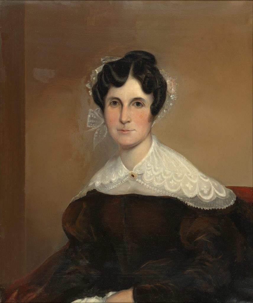 A painted portrait of a woman.
