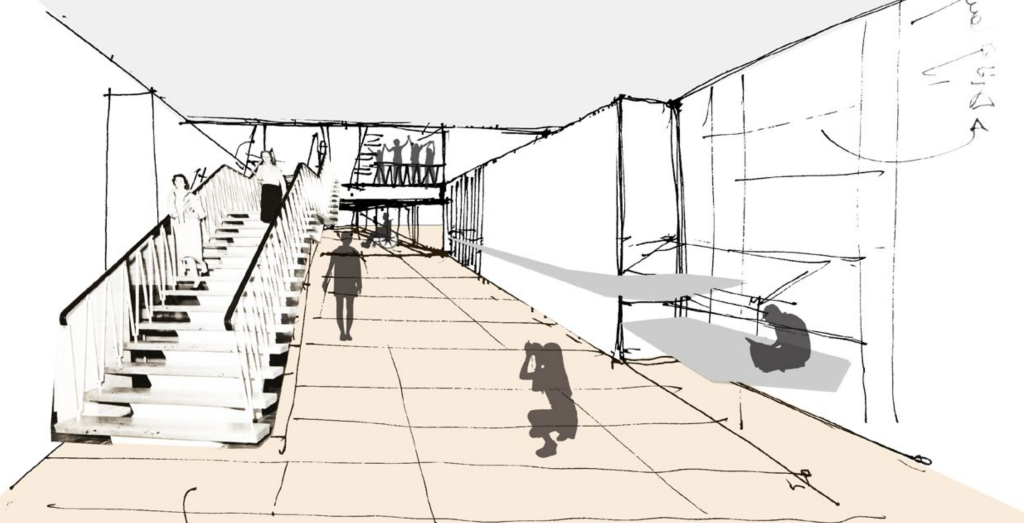 An architecture drawing of the new ground floor entrance design