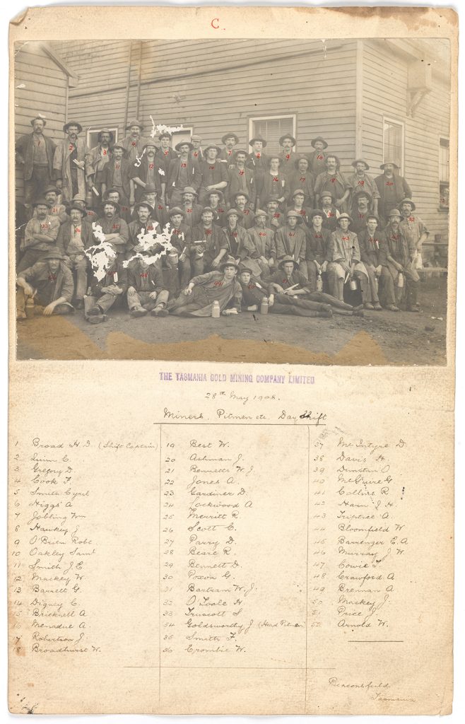 Miners, afternoon shift, 29th May 1908 [includes names]