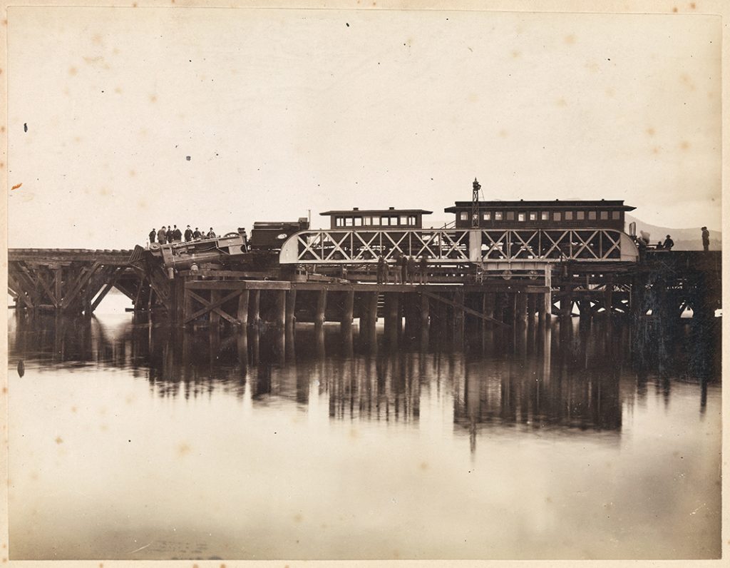 Photograph - Derailed train at Bridgewater Bridge (1886)