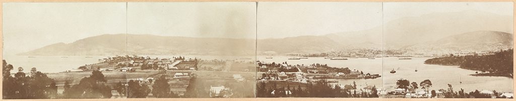 Photograph - Panorama of Kangaroo Bay and Bellerive / Photographer unidentified [four images pasted next to each other, mounted on card]