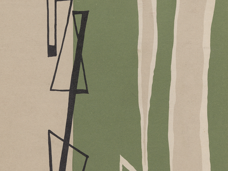 Cover of Gwen Harwood’s Poems, 1963. features black, white and green vertical lines.