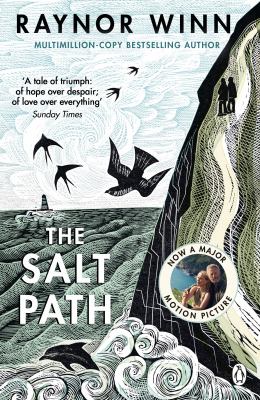 Cover of The Salt Path by Raynor Winn. 2 people on the side of a cliff overlooking the ocean.