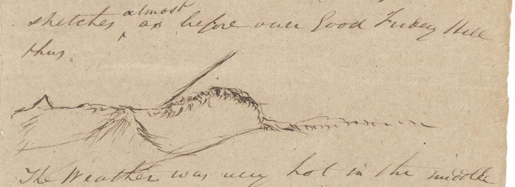 image of George Hull's  handwritten diary entry for March 8 1843 including sketch of the comet