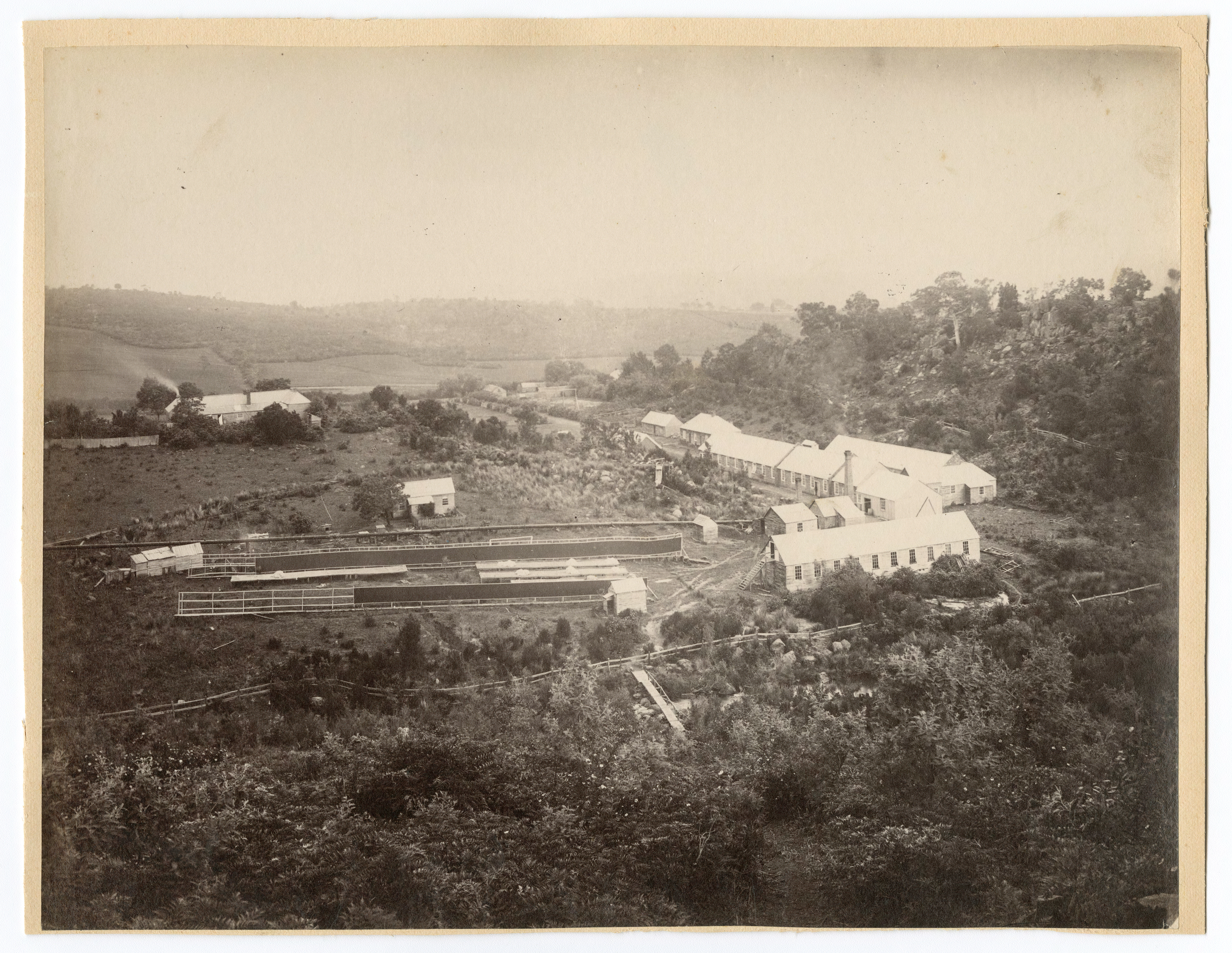 An old photograph of the Waverley Woollen Mills, Launceston, Tasmania.