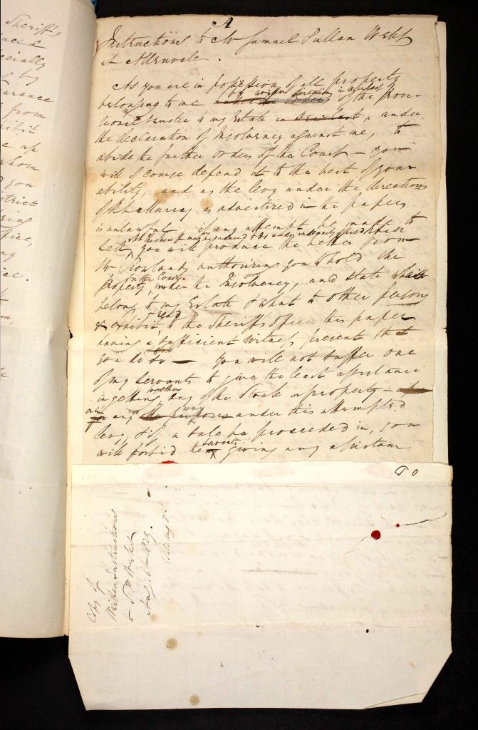 A single page from 1800s paper manuscript written in ink.