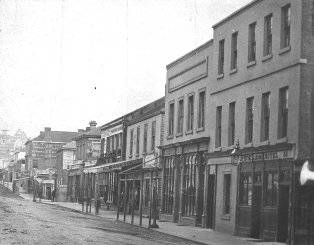 A long view of Buildings viewed from the street