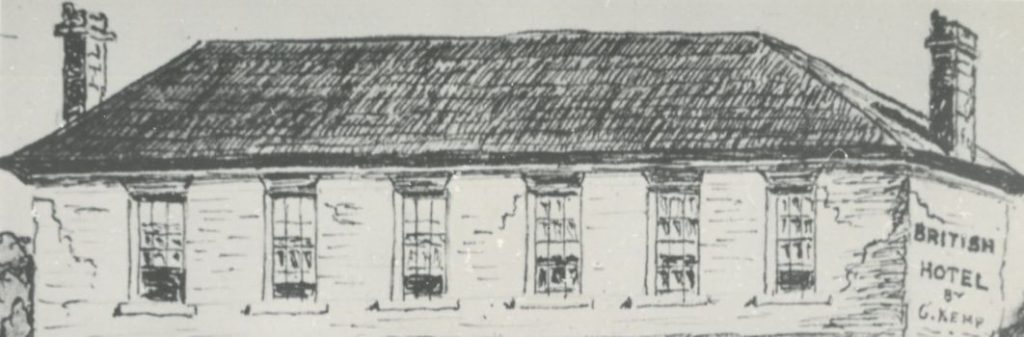 A sketch of the top floor of a hotel seen from the outside