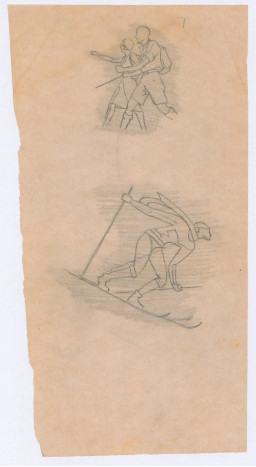 A rough sketch of the Skier and the 2 hikers from the Mt. Wellington Park, map of roads tracks.