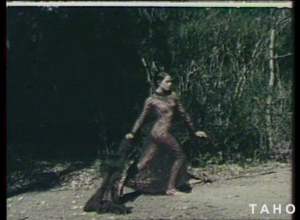 a still taken from Film – Glimpses: Vita Endelmanis. a woman in a fishnet outfit