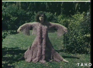 a still taken from Film – Glimpses: Vita Endelmanis. a woman in a fishnet outfit.