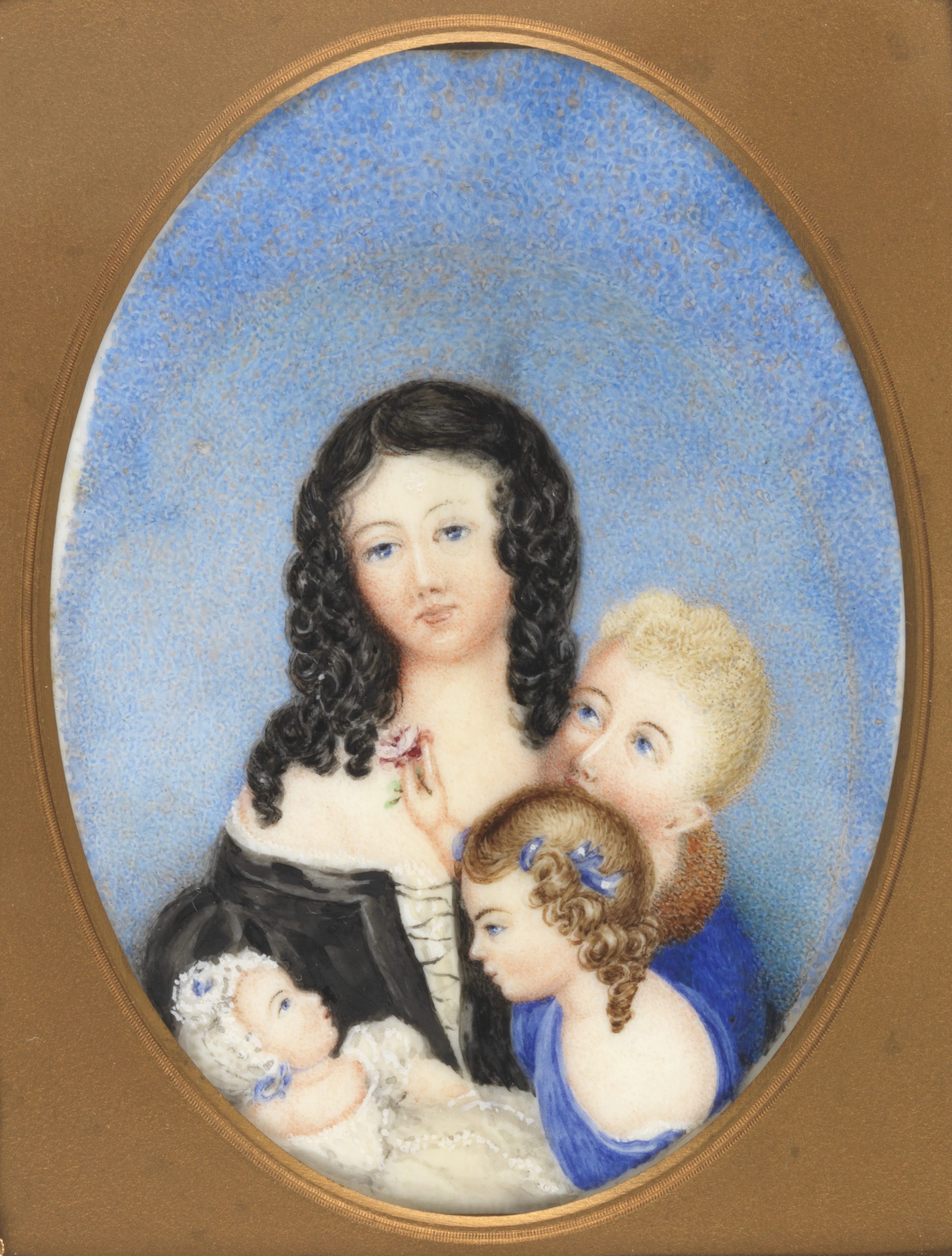 A painting of Mar Morton Allport and he 3 children